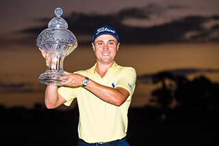 Justin Thomas with the Honda Classic trophy