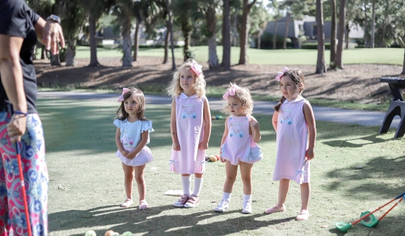 children on the golf course